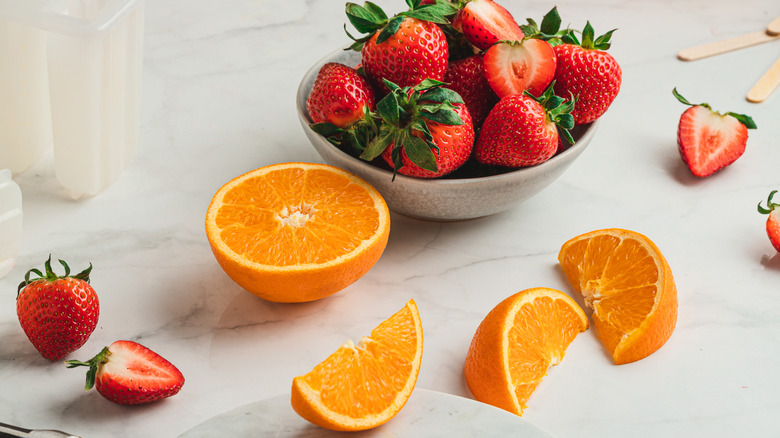 strawberries and oranges