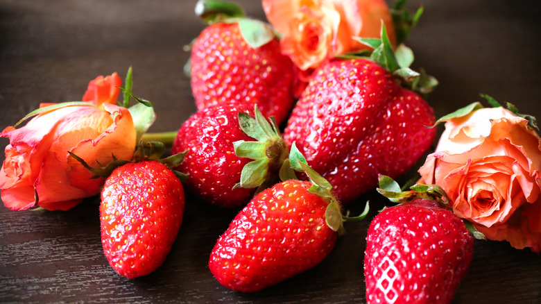 strawberries and roses