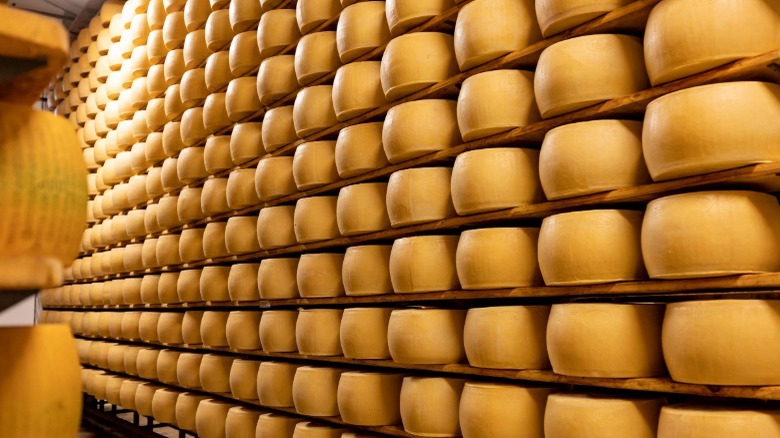 Parmigiano-Reggiano cheese wheels