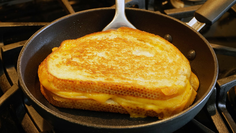 Grilled cheese in pan