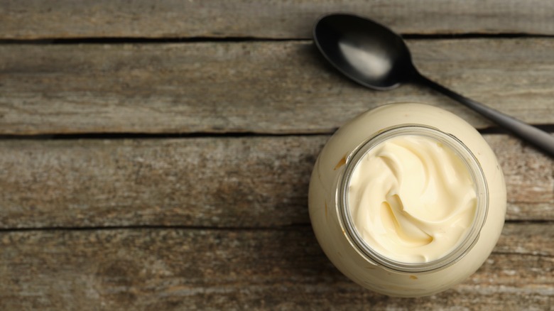 Jar of mayo with spoon 
