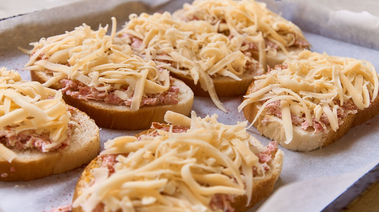 Open-faced ham and cheese 
