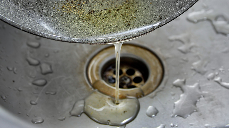 oil poured into drain