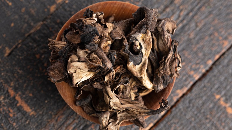 Bowl of black trumpet mushrooms