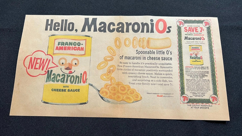 A vintage advertisement for Franco-American MacaroniOs
