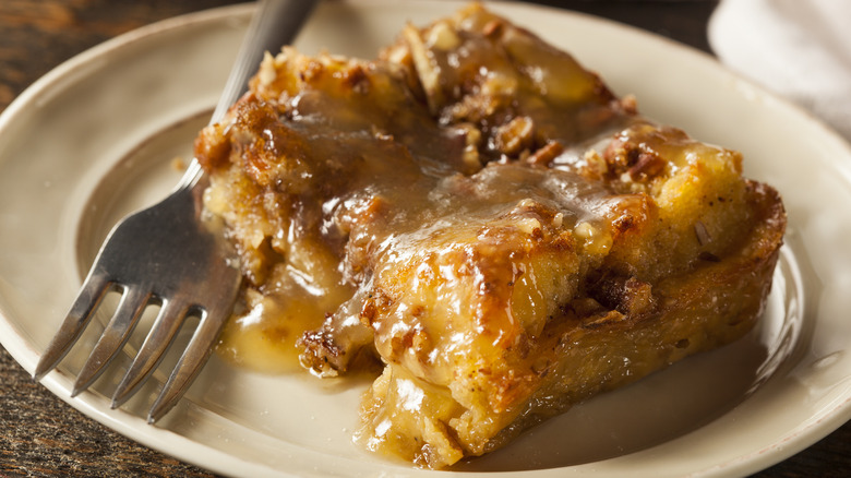 Bread pudding on a plate