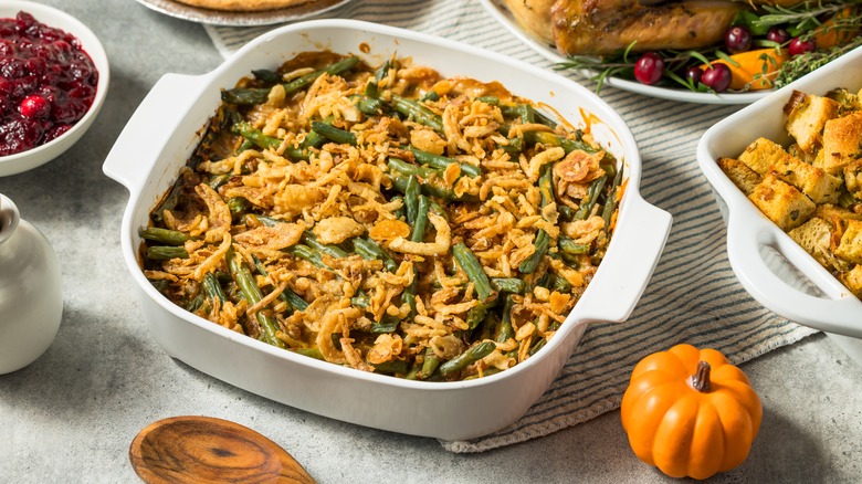 Green bean casserole in a dish
