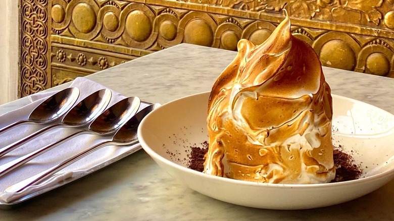 toasted meringue dessert on table