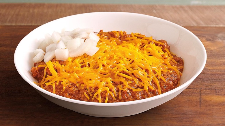 A bowl of Farmer Boys All-Beef Chili