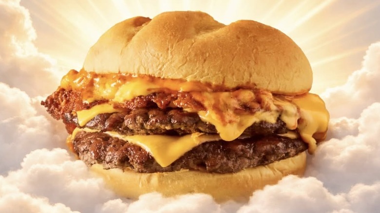 A burger from Smashburger topped with bacon, cheese, and chili