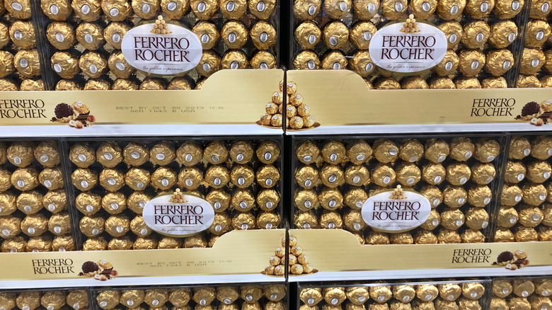 Large boxes of Ferrero Rocher on display