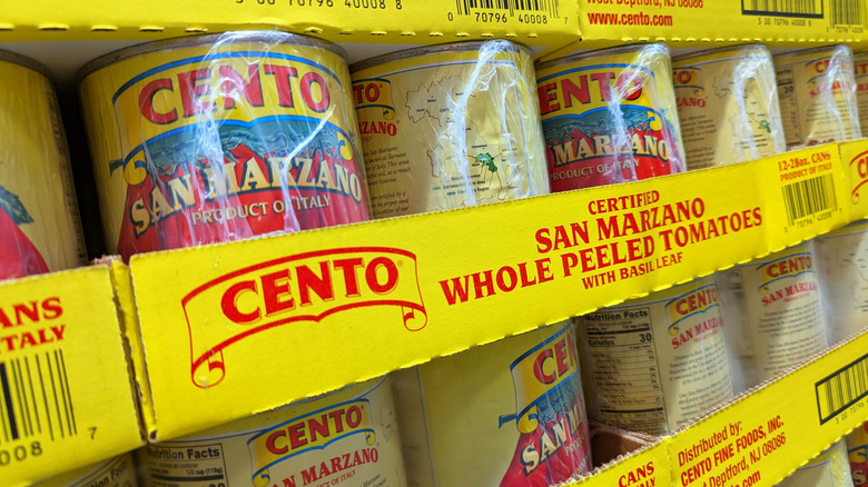 Cans of Italian Cento Marzano Tomatoes