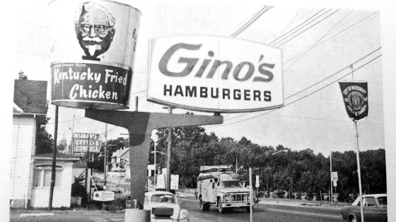 Gino's Hamburgers restaurant sign