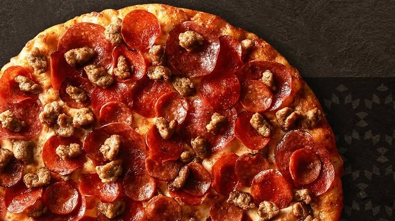 A Montague's All Meat Marvel pizza from Round Table Pizza.