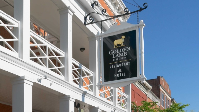The Golden Lamb exterior sign