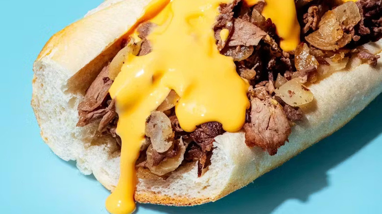 A Philly cheesesteak sandwich.