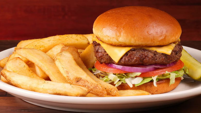 The All-American Cheeseburger with a side of steak fries