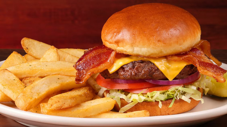 Bacon Cheeseburger with a side of steak fries