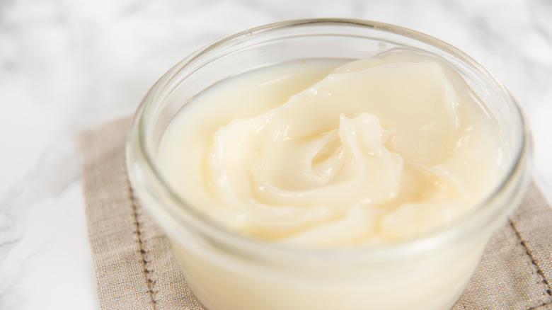 animal fat in a ramekin