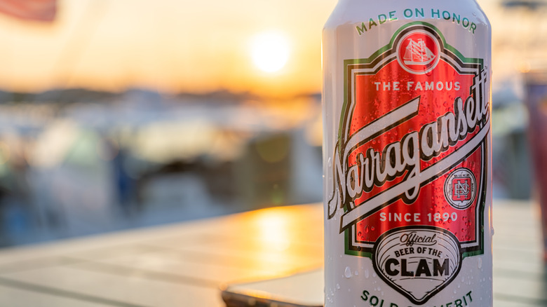 Close-up of a can of Narragansett Lager