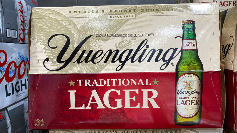 A case of Yuengling Traditional Lager beers