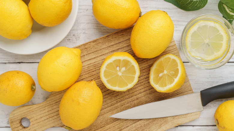 lemons on a cutting board