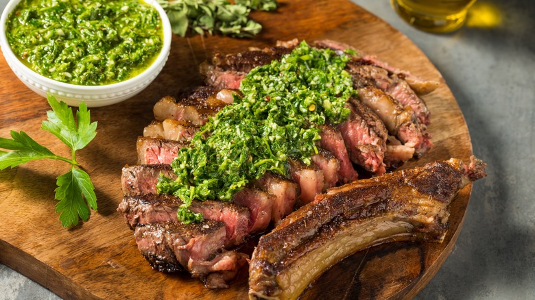 steak with chimichurri sauce