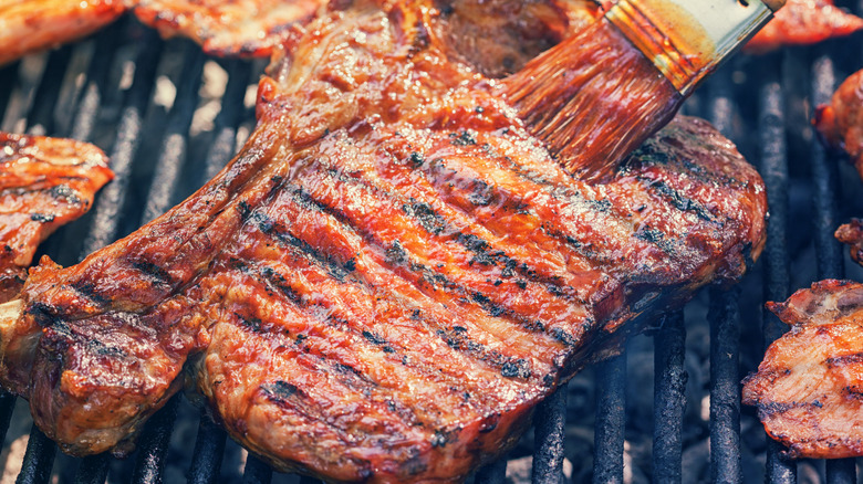 grilled steak with BBQ sauce