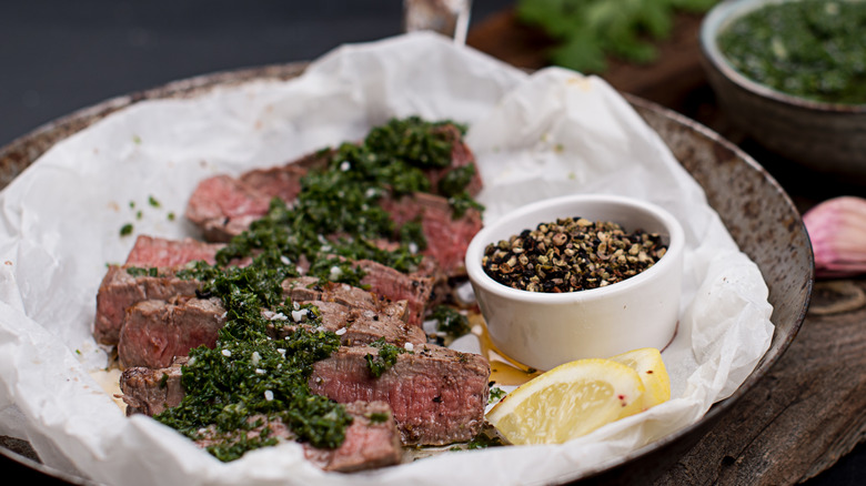 steak with salsa verde