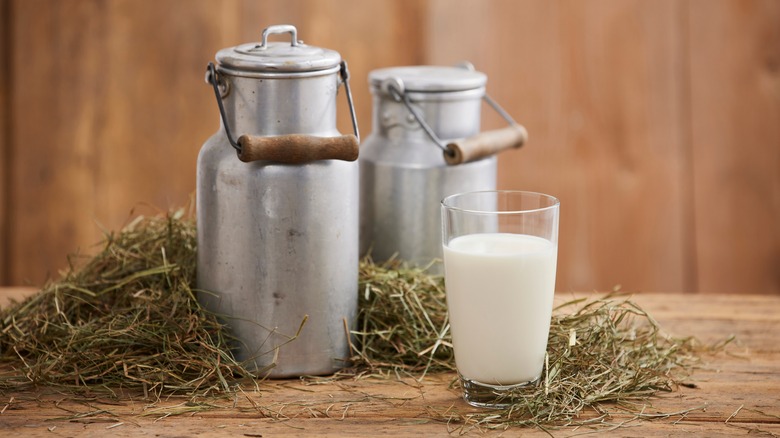glass of milk by pails
