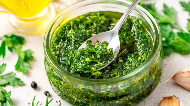 Chimichurri in a bowl