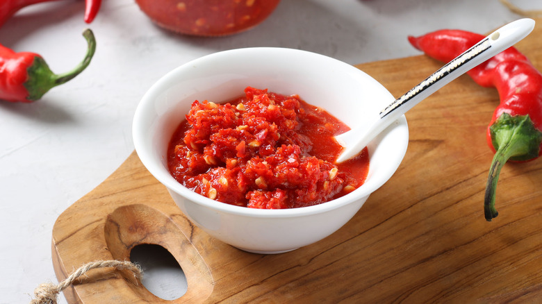 Harissa sauce in bowl
