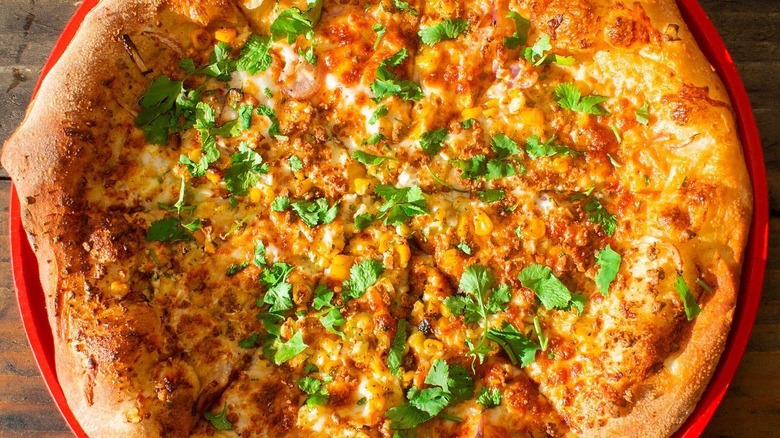 Pizza made with chipotle mayo sauce
