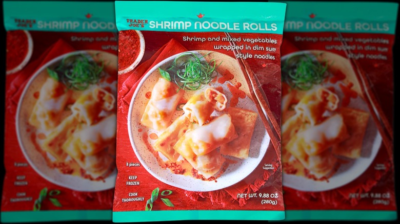 A package of Trader Joe's Shrimp Noodle Rolls.