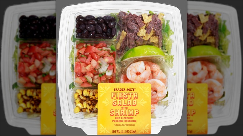 A container of Trader Joe's Fiesta Salad with Shrimp.
