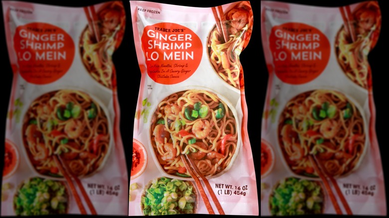 A package of Trader Joe's Ginger Shrimp Lo Mein.