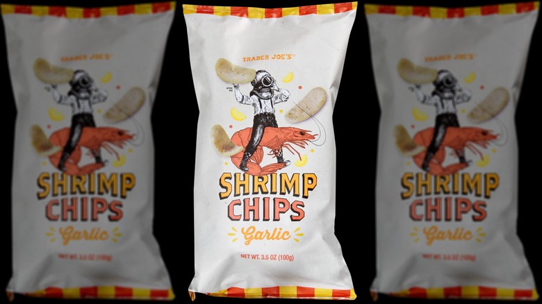 A bag of Trader Joe's Garlic Shrimp Chips.