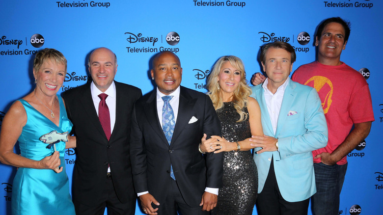 The cast of Shark Tank on a Disney ABC red carpet