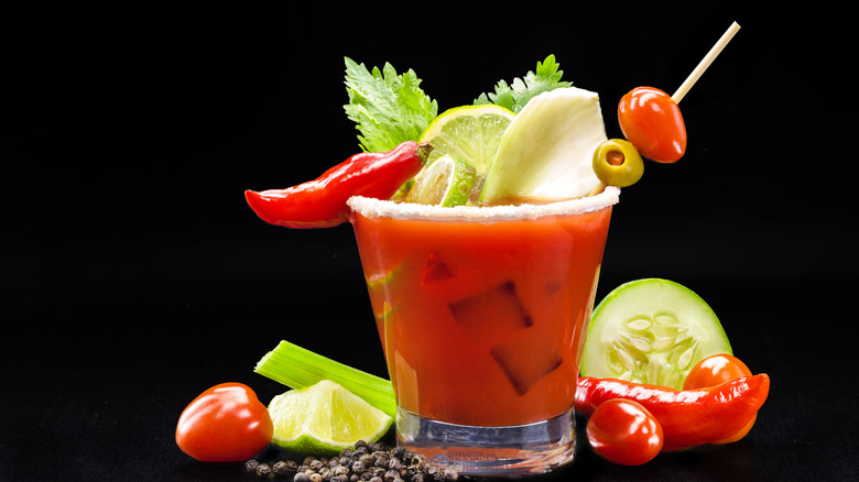 Bloody mary with a mini salad