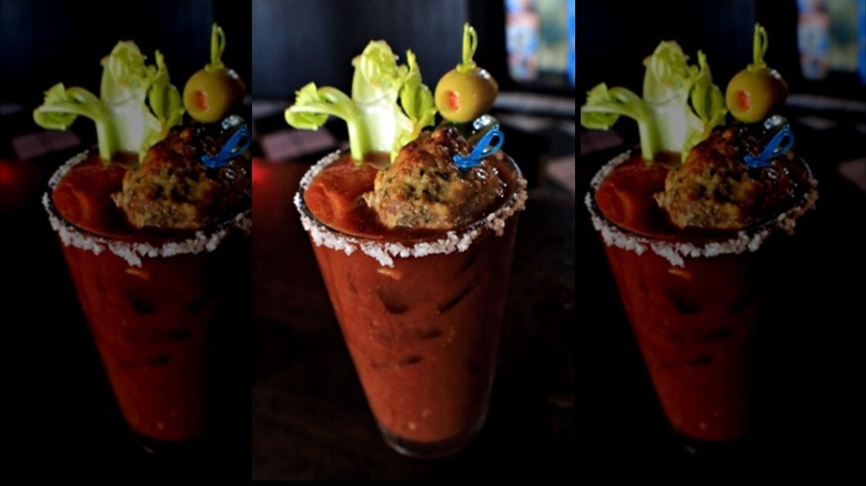 Bloody mary with meatball