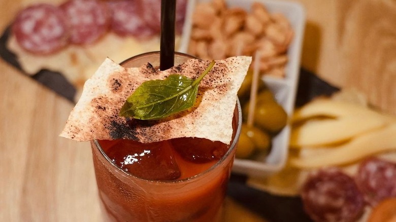 Bloody mary with a cracker