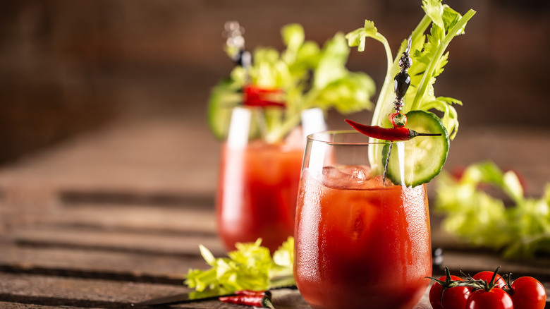 Bloody mary with peppers