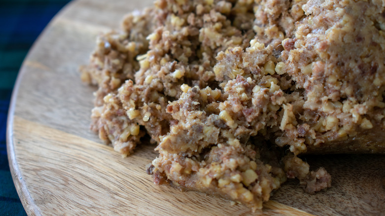 Scottish haggis on a plate