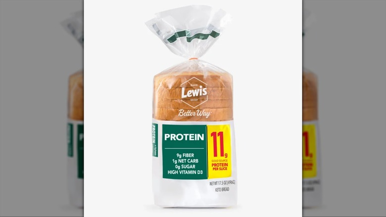 A package of Lewis Bake Shop Better Way Protein Bread against a white background.