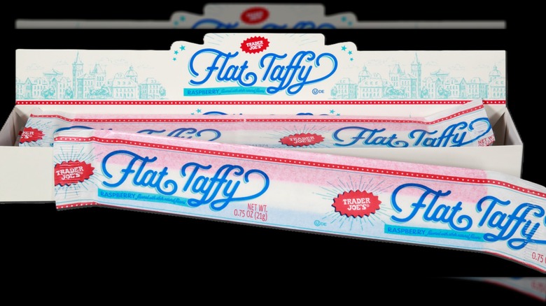 A box of Trader Joe's Flat Taffy.