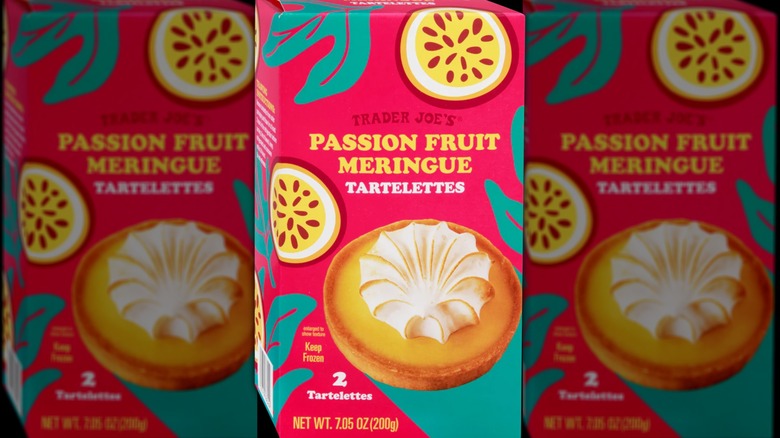 A box of Trader Joe's Passion Fruit Meringue Tartelettes.
