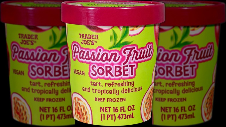 A pint of Trader Joe's Passion Fruit Sorbet.