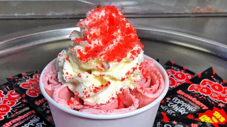 Pop rocks candy on ice cream