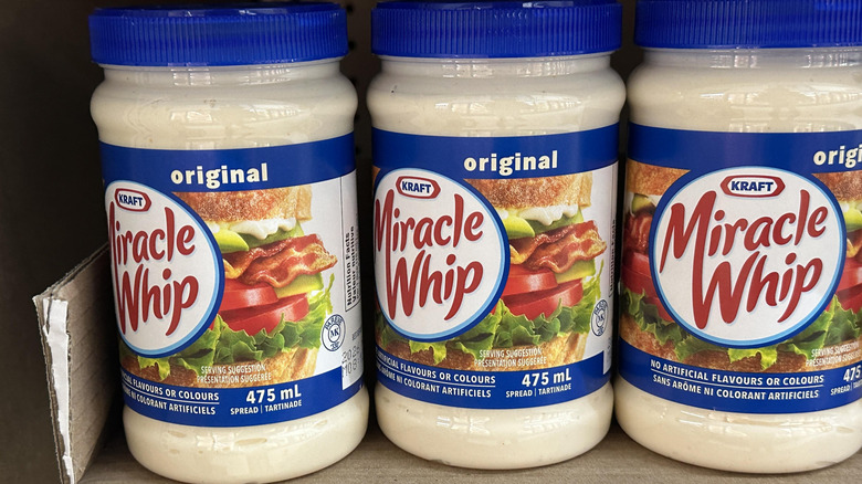 Miracle Whip jars on store shelves