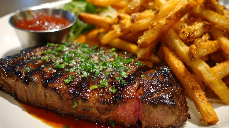 steak served with fries.